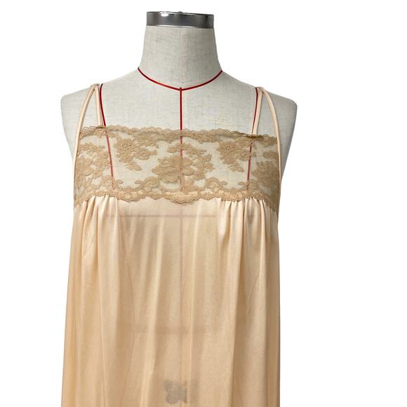 Vintage Womens Peach Lace Detail Long Slip Dress - Picture 3 of 7